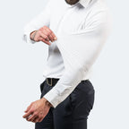 Camisa masculina sem vincos corte confortável respirável para uso diário