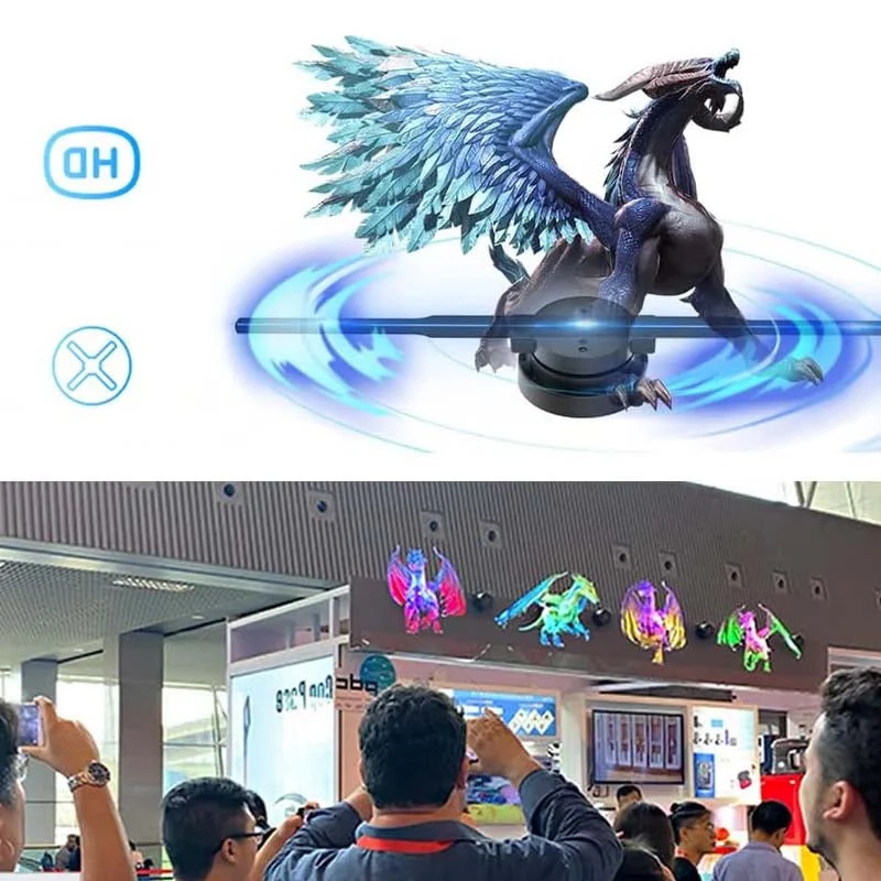 Projetor LED Fan Holograma 3D com efeito realista e alta resolução