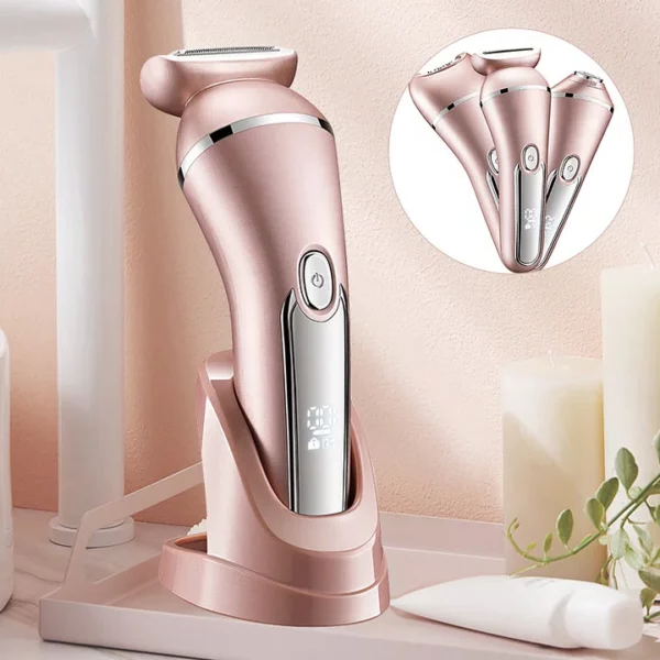 Depiladora elétrica feminina 3 em 1 impermeável recarregável USB rosto corpo biquíni