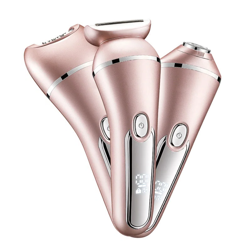 Depiladora elétrica feminina 3 em 1 impermeável recarregável USB rosto corpo biquíni