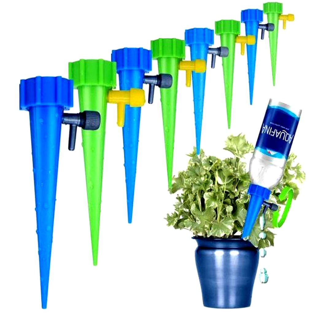 Picos de rega automática pack 12 unidades com fluxo ajustável para plantas em vaso