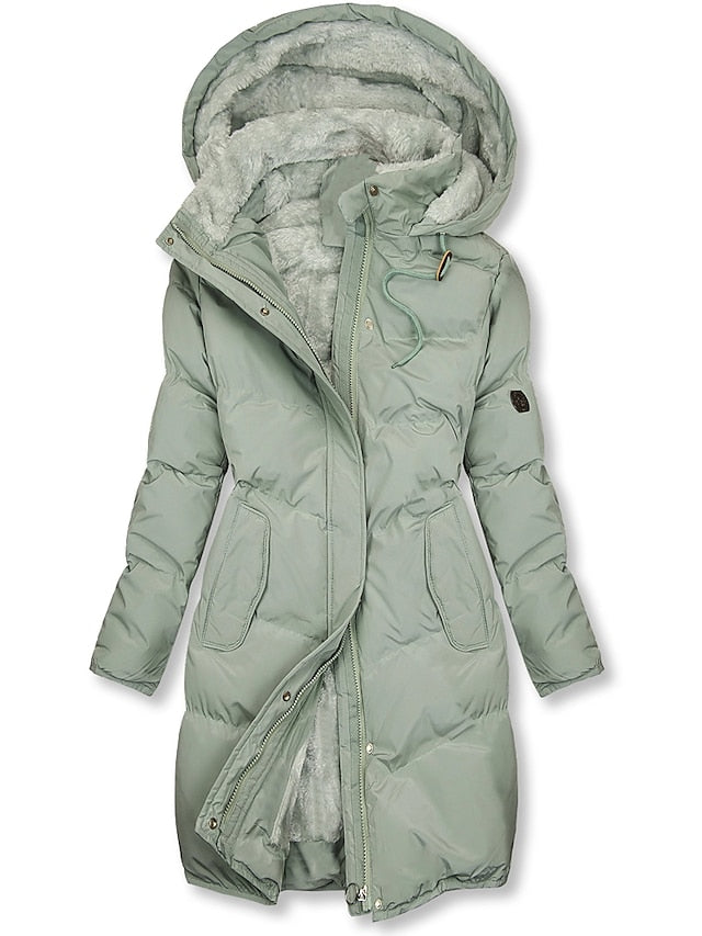 Casaco de inverno feminino com forro quente e corte ajustado