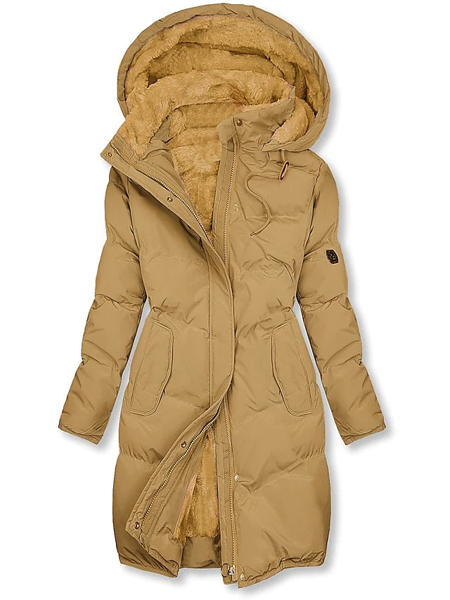 Casaco de inverno feminino com forro quente e corte ajustado