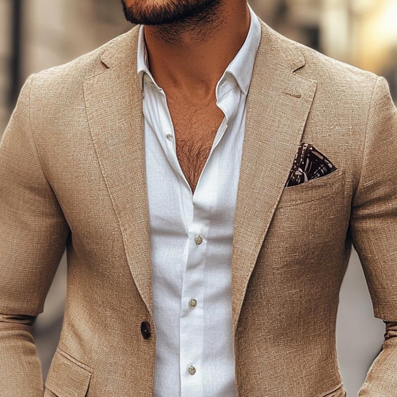 Blazer masculino slim fit dois botões com lapela clássica