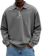Polo manga longa casual homem corte regular disponível em várias cores
