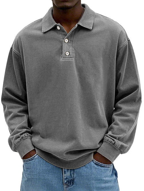 Polo manga longa casual homem corte regular disponível em várias cores