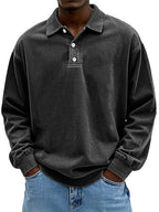 Polo manga longa casual homem corte regular disponível em várias cores