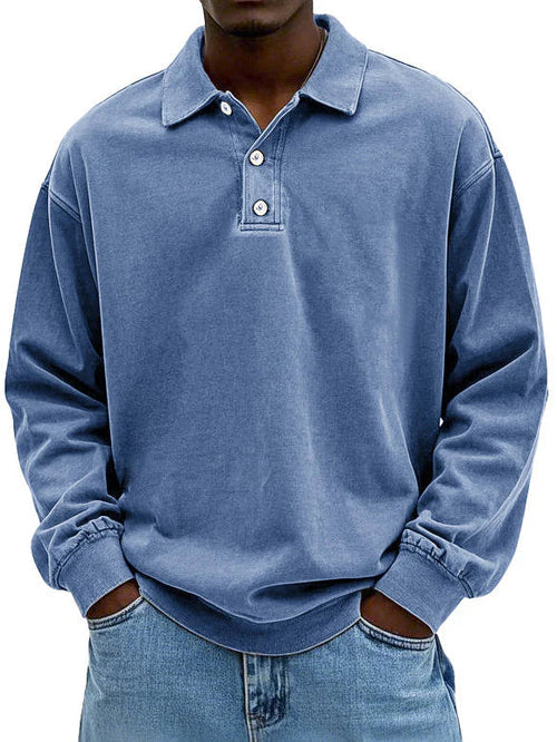 Polo manga longa casual homem corte regular disponível em várias cores