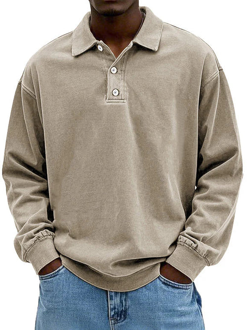 Polo manga longa casual homem corte regular disponível em várias cores