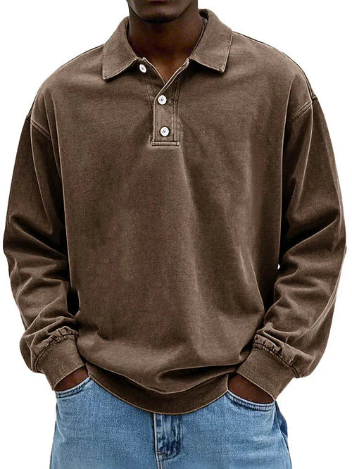 Polo manga longa casual homem corte regular disponível em várias cores