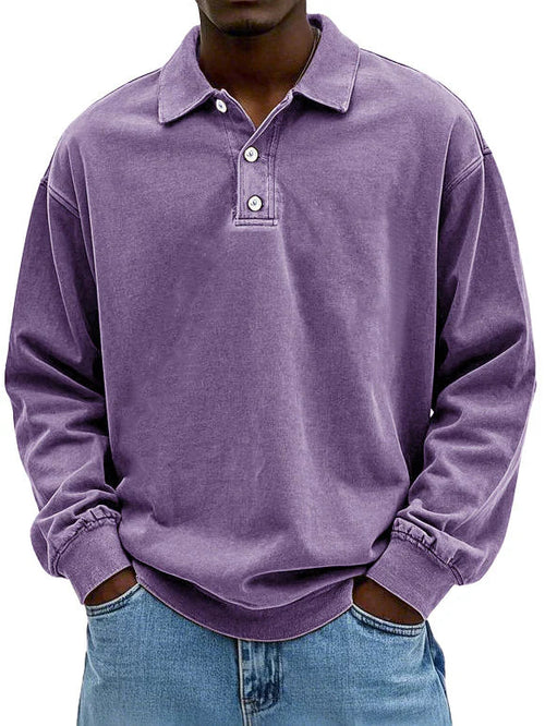 Polo manga longa casual homem corte regular disponível em várias cores