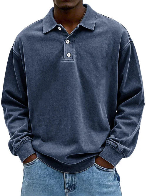 Polo manga longa casual homem corte regular disponível em várias cores