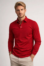 Polo homem manga longa gola clássica slim fit