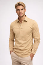 Polo homem manga longa gola clássica slim fit