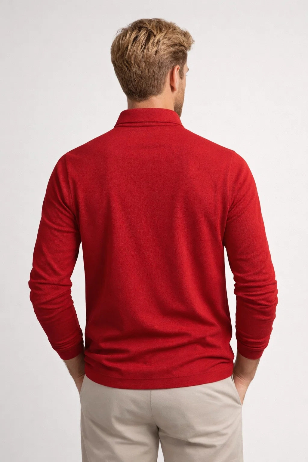 Polo homem manga longa gola clássica slim fit