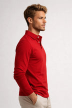 Polo homem manga longa gola clássica slim fit