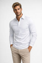Polo homem manga longa gola clássica slim fit
