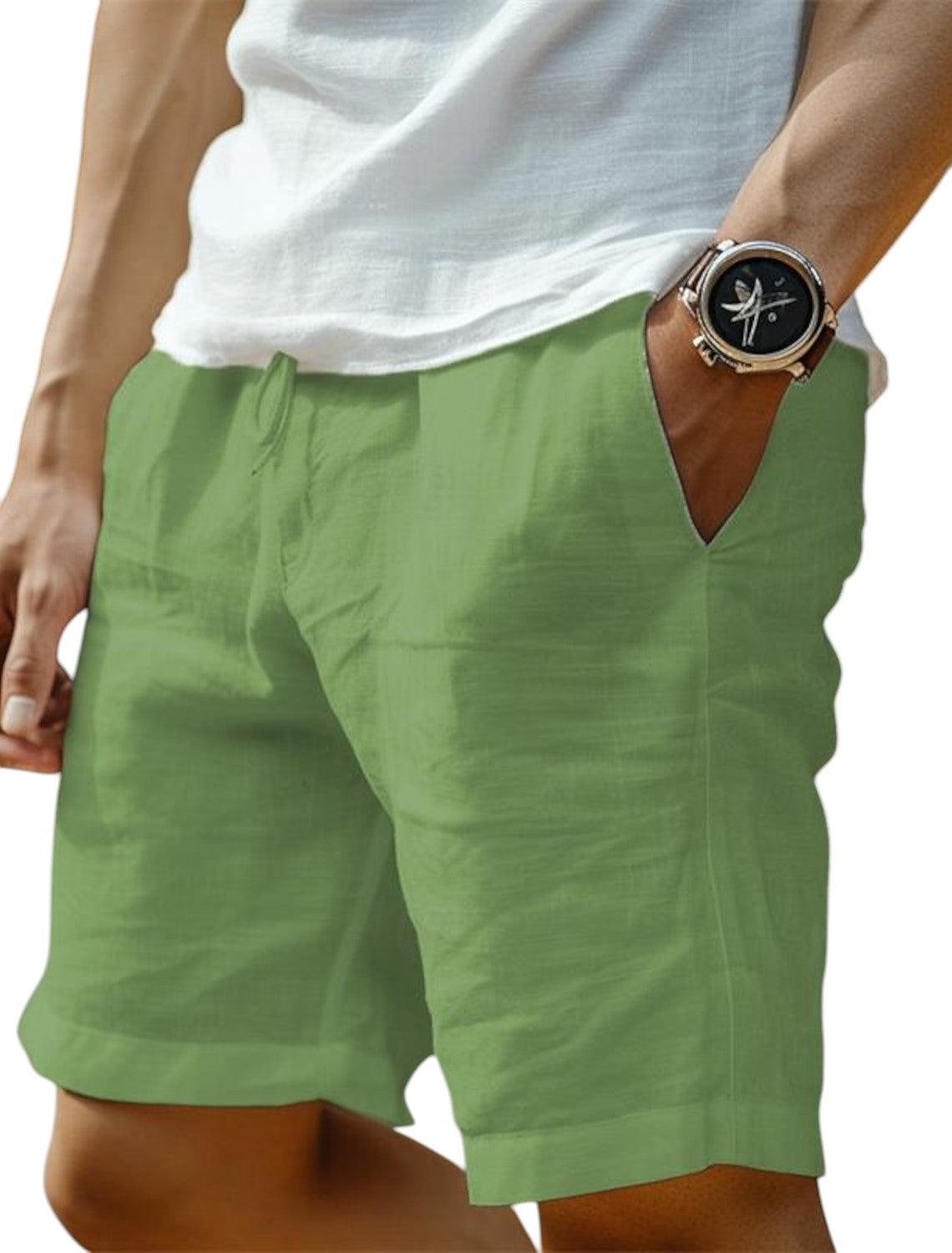 Calções homem casual confortáveis com cordão ajustável em várias cores