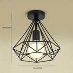 Candeeiro de teto LED retro gaiola geométrica metal preto 9W