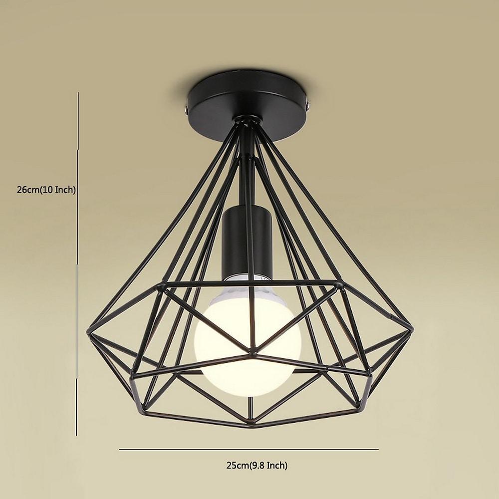 Candeeiro de teto LED retro gaiola geométrica metal preto 9W