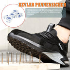 Sapatos de segurança com biqueira de aço, sola antifuros Kevlar e cabedal respirável