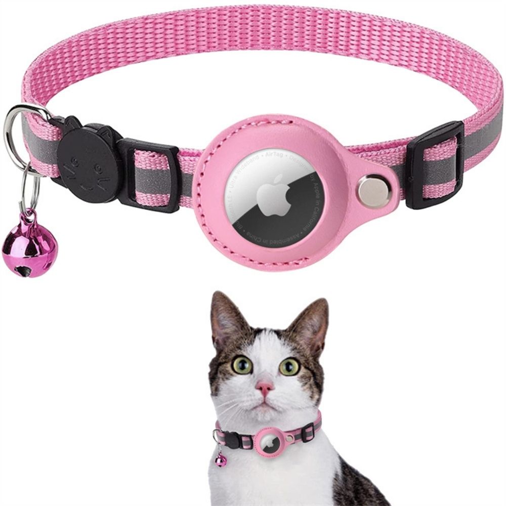 Coleira GPS para Gatos refletiva com fecho de libertação rápida e suporte para rastreador
