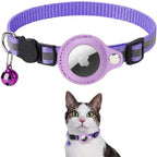Coleira GPS para Gatos refletiva com fecho de libertação rápida e suporte para rastreador