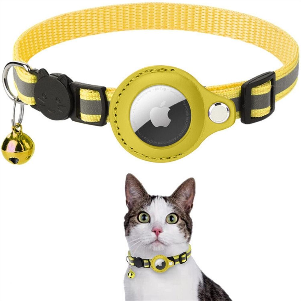 Coleira GPS para Gatos refletiva com fecho de libertação rápida e suporte para rastreador