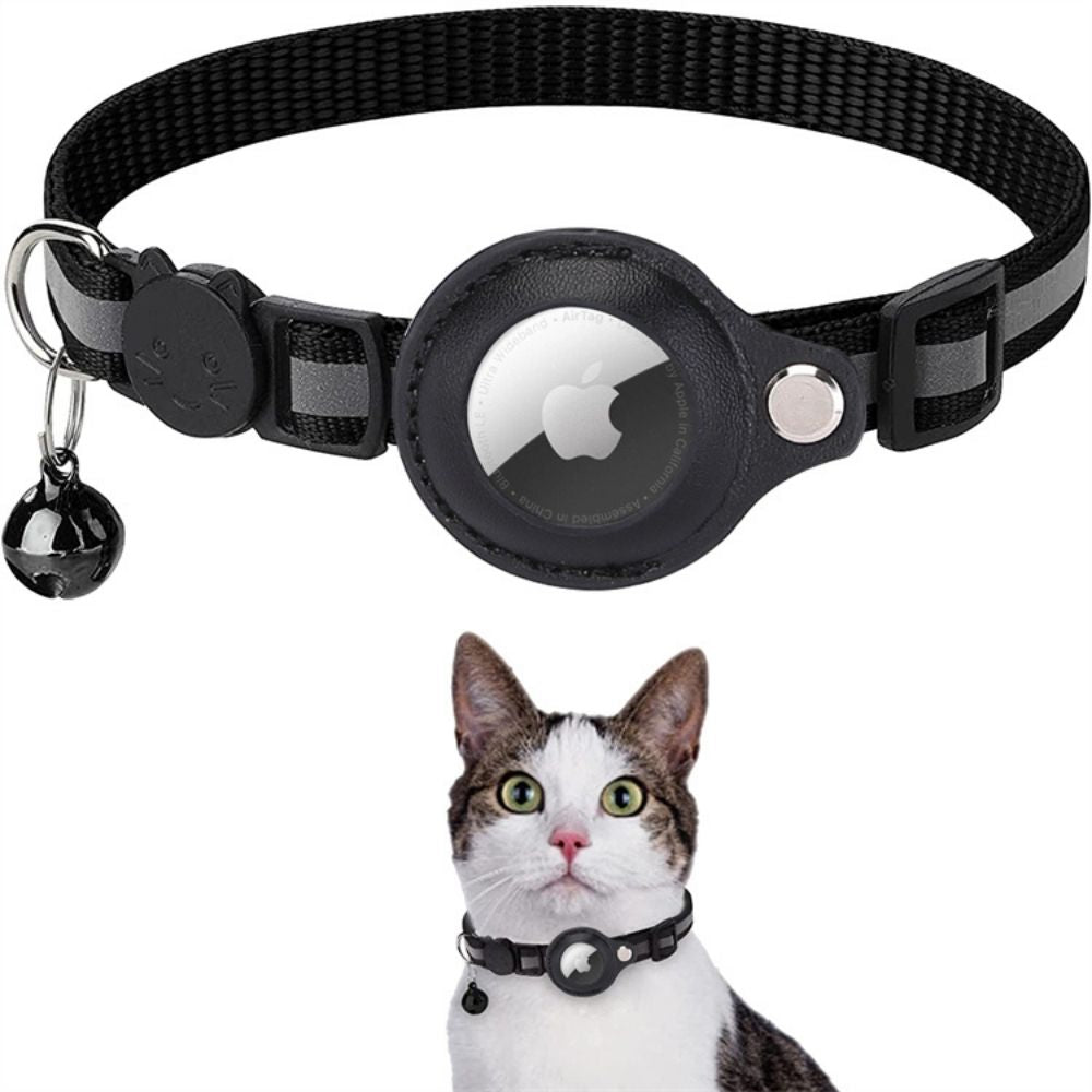 Coleira GPS para Gatos refletiva com fecho de libertação rápida e suporte para rastreador