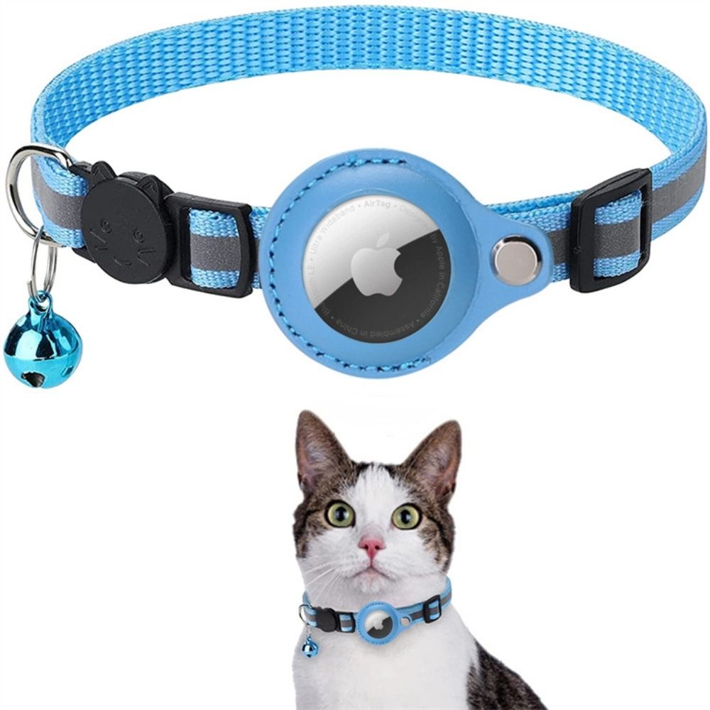 Coleira GPS para Gatos refletiva com fecho de libertação rápida e suporte para rastreador
