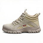 Sapatos de segurança com biqueira de aço antifurão resistentes, cor caqui, sola Kevlar antiderrapante