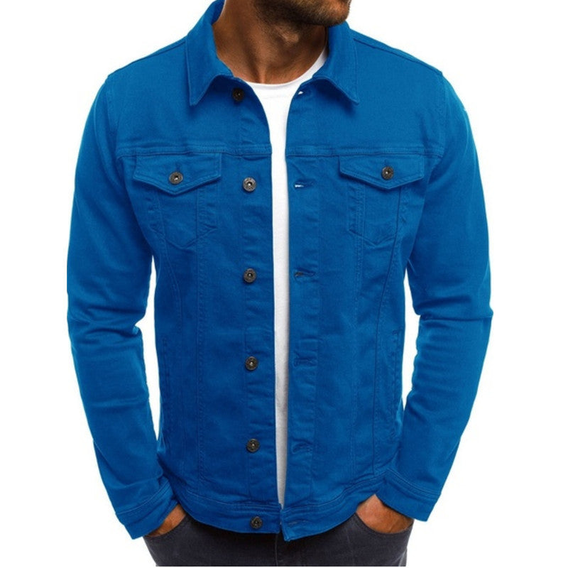 Jaqueta jeans masculina trucker manga longa corte casual