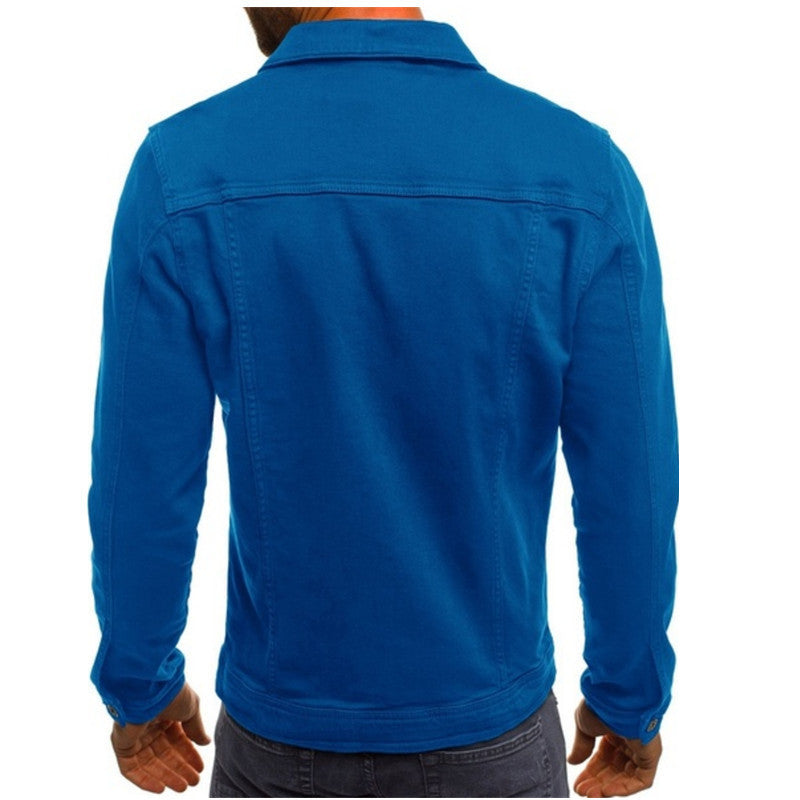 Jaqueta jeans masculina trucker manga longa corte casual