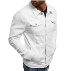 Jaqueta jeans masculina trucker manga longa corte casual