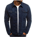 Jaqueta jeans masculina trucker manga longa corte casual