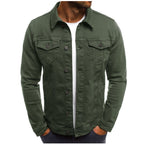 Jaqueta jeans masculina trucker manga longa corte casual