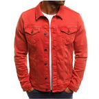 Jaqueta jeans masculina trucker manga longa corte casual