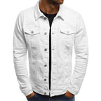 Jaqueta jeans masculina trucker manga longa corte casual