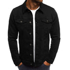 Jaqueta jeans masculina trucker manga longa corte casual