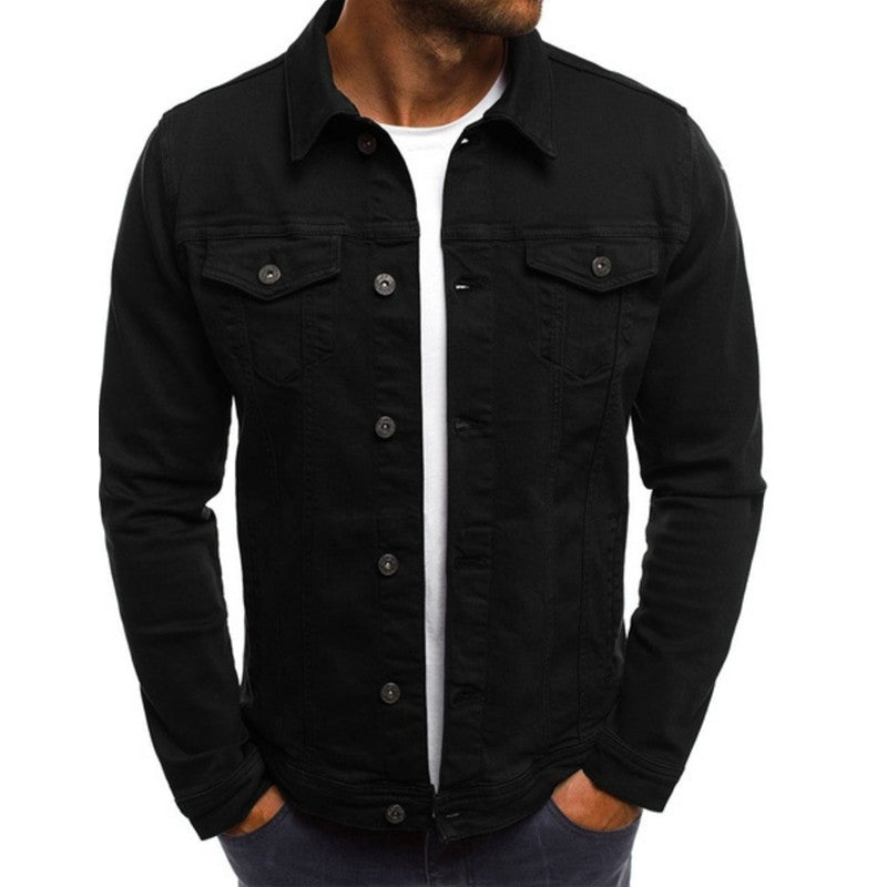 Jaqueta jeans masculina trucker manga longa corte casual