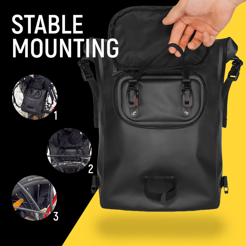 Mala de bicicleta 3 em 1 para bagageira, mochila e mão, 23L impermeável TPU