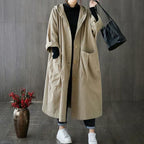 Trench coat oversized mulher com cinto ajustável em khaki