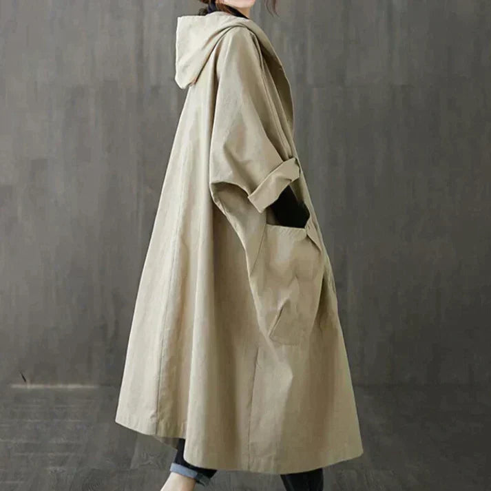 Trench coat oversized mulher com cinto ajustável em khaki
