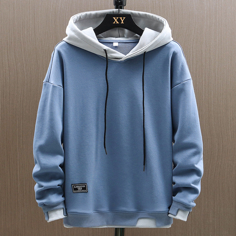 Hoodie urbano clássico bicolor com bolso canguru e capuz ajustável