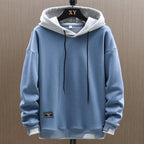 Hoodie masculino bicolor com bolso canguru e capuz ajustável