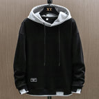 Hoodie urbano clássico bicolor com bolso canguru e capuz ajustável