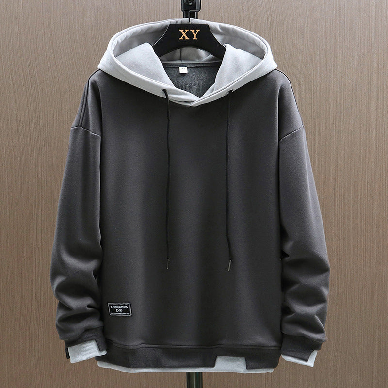 Hoodie urbano clássico bicolor com bolso canguru e capuz ajustável