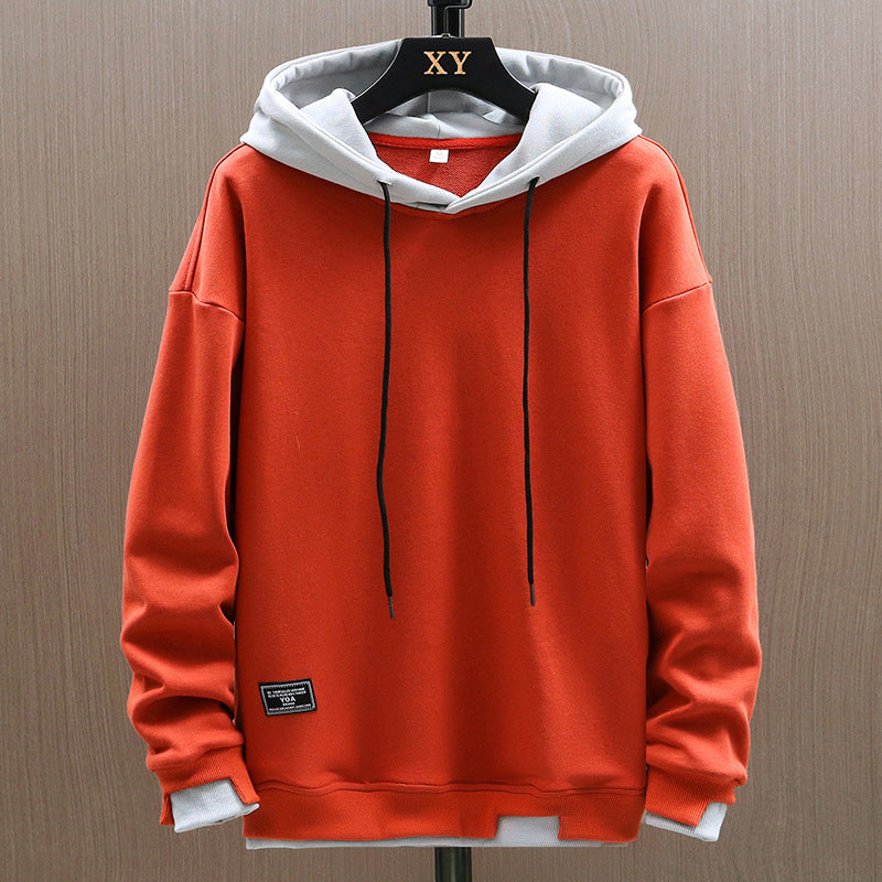 Hoodie urbano clássico bicolor com bolso canguru e capuz ajustável