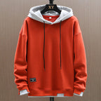 Hoodie masculino bicolor com bolso canguru e capuz ajustável
