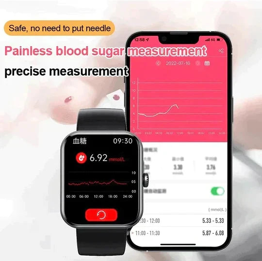 Smartwatch monitorização glicose não invasiva com GPS e fitness tracking